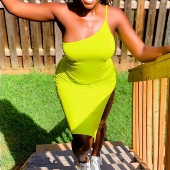 Neon One Shoulder Dress - Picture 3 of 6